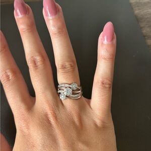 Elegant Silver Diamond Ring Set